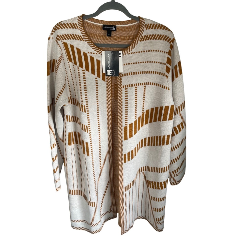 NWT Antthony Original Geometric Knit Cardigan – Mustard & Cream Duster (Size L)